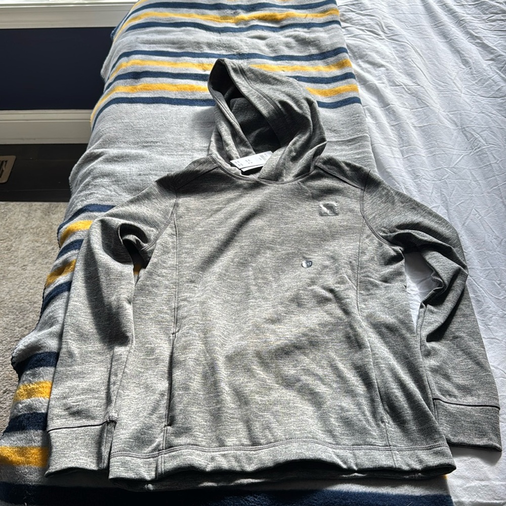 NWT boys Abercrombie fleece lined hoodie in gray.